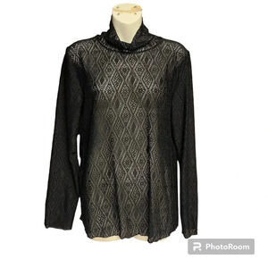 Maurices black large sheer long sleeve top mock turtleneck no fabric tag